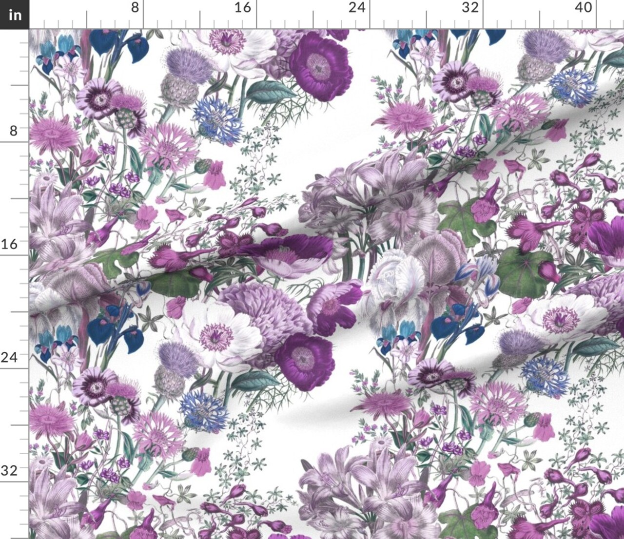 Various Fabrics by the Yard or Fat Quarter White Lilac Lavender Floral Flowers Botanical Spring Purple Custom Printed Fabric by Spoonflower